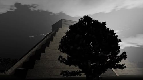 Dramatic Ancient Pyramid Under Cloudy Sky