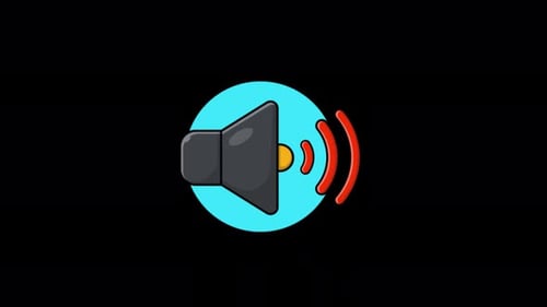 Animated Flat Design Speaker Icon with Emitting Sound Waves