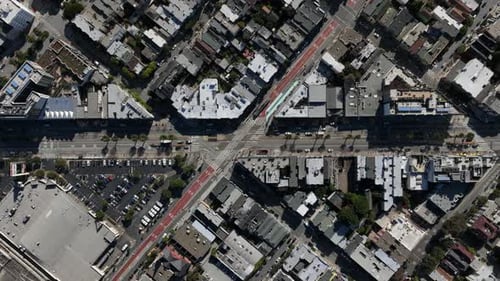Top Down Panning Shot of Streets and Road Intersections in Urban Neighbourhoods