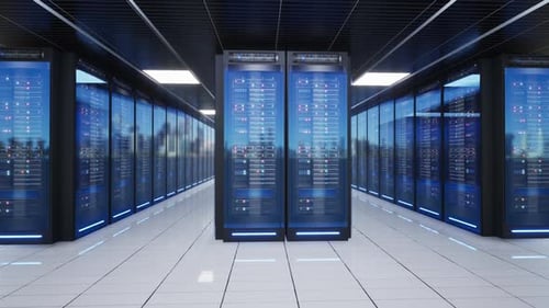 Futuristic Data Center Server Room Network Connections