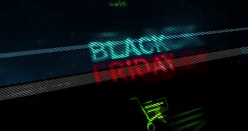 Neon Black Friday Glitch Text Digital Sale Animation