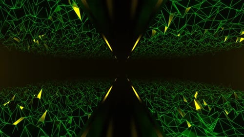 Fantástico podio amarillo y verde con superficie astillada con fondo de marcas de neón Vj Loop en 4K