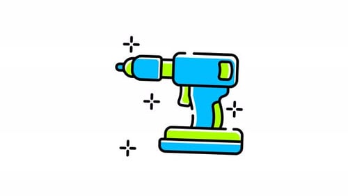icon animation of Blue and green drill.