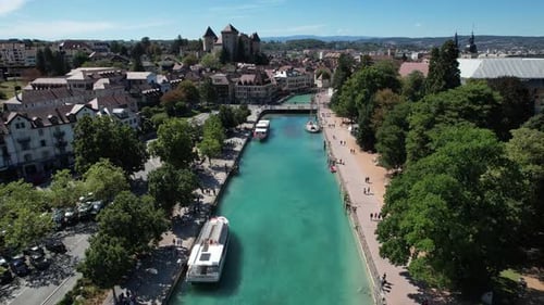 Aerial View of Annecy City Centre in Haute Savoie France