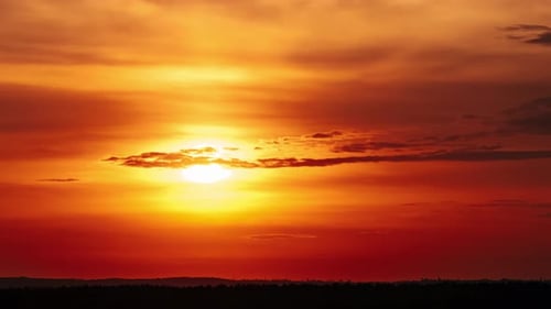 Golden Sunset with Vivid Sky and Clouds