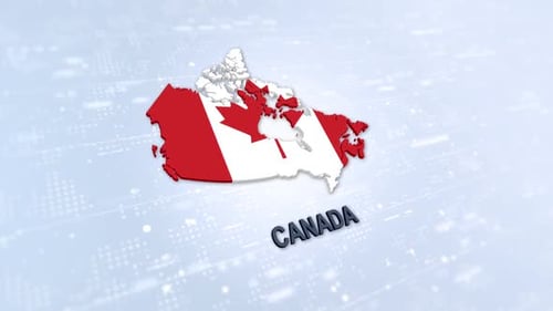 3D Canada Map with Flag Reveal Animation