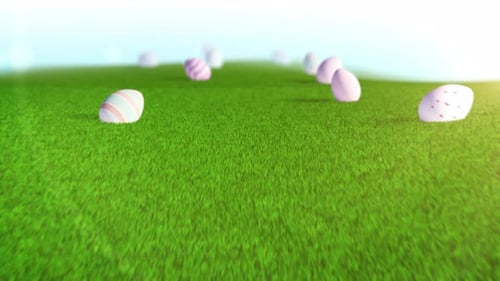 Easter on Grass Field Background