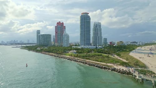 Miami Beach South Beach Miami Beach Skyline Miami Cityscape Aerial View Top View of Miami Coastline