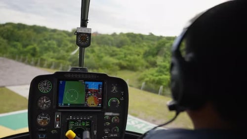Helicopter Landing Cabin Cockpit View From Inside