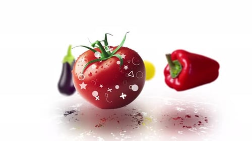 Animated 3D Fruits and Vegetables on White Background