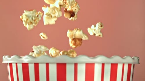 Super Slow Motion Flying Popcorn Filmed on a Highspeed Camera at 1000 Fps