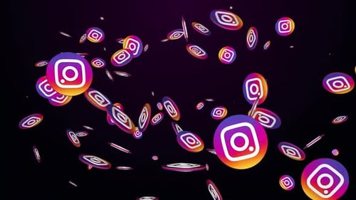 Animated 3D Instagram Icons Falling for Social Media Content