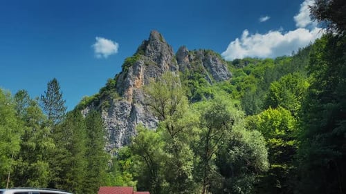 beautiful green mountain in the bright blue clear sky no person