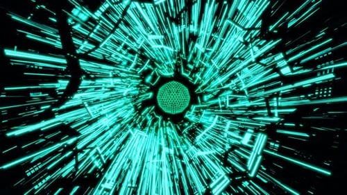 vj loop pulsating ball with glowing blue tunnel music visual background