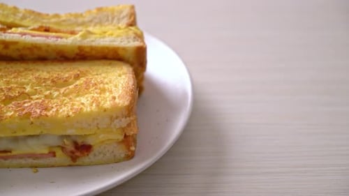 Golden French Toast with Ham and Cheese