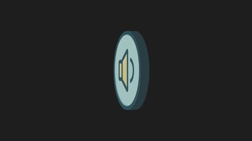 Animated Speaker Icon Rotating with Sound Waves