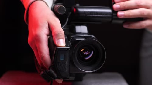 Closeup of Changing the Focal Length in an Old Vintage Vhs Camera
