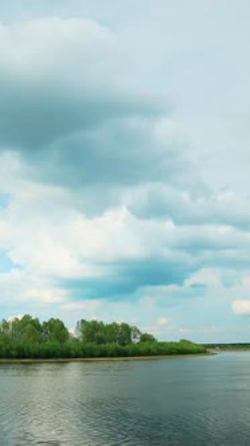 River Landscape In Sunny Spring