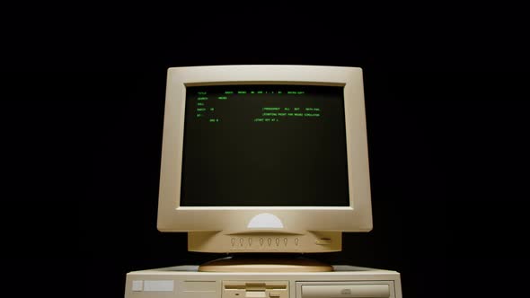 Retro Personal Computer Displaying Green Text, Technology Stock Footage ...