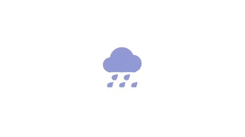 Animated Rain Cloud Icon in Flat Design Style