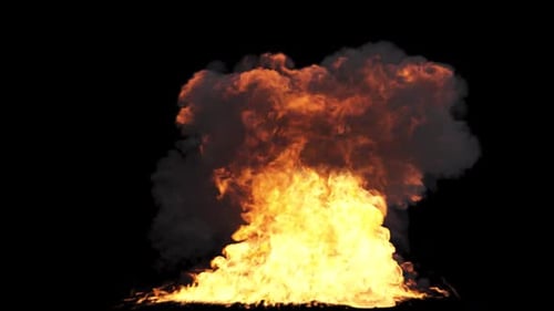 Large windy fire on Transparent Background