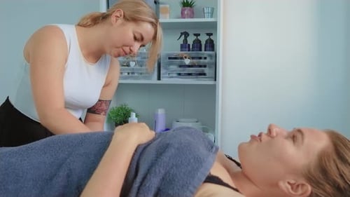 Woman Receiving a Beauty Treatment at a Spa