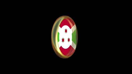 Rotating 3D Burundi Flag Button Emblem Animation