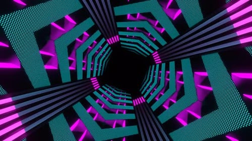 Cyan And Pink Neon Endless Arrow Tunnel Background Vj Loop In 4K