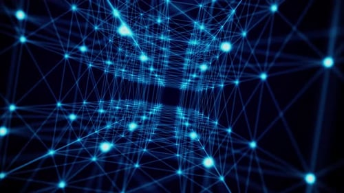 Glowing Abstract Digital Network Tunnel Design