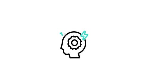 Animated Idea Generation Icon: Thinking Brain with Lightning