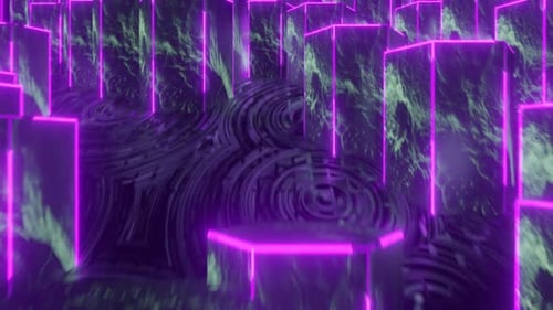 Purple And Turquoise Cylinder Mountain Background Loop Animation In 1080Hd