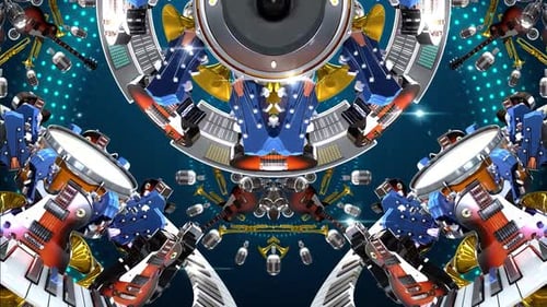 Vibrant Musical Instruments Kaleidoscope Looping Background