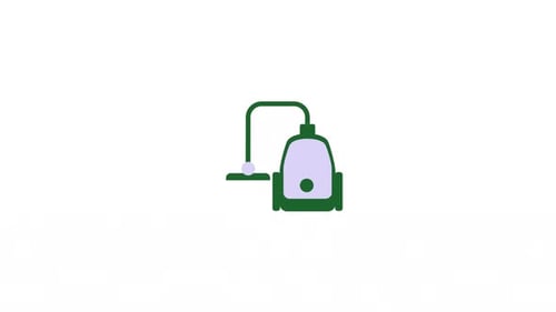 Flat Design Vacuum Cleaner Cleaning Animated Icon