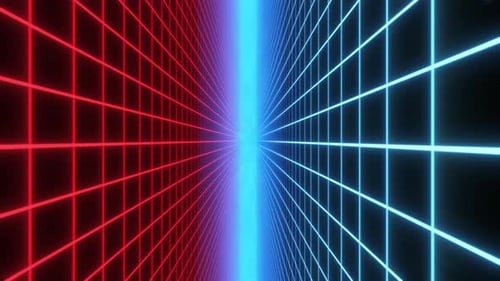 Retro Neon Grid Tunnel Loop Background