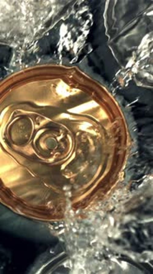 Super Slow Motion on the Beer in Tins Drops waterFilmed on a Highspeed Camera at 1000 Fps