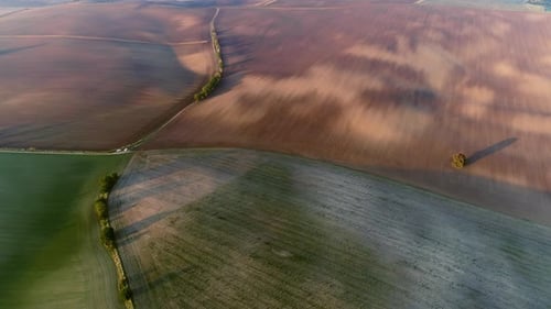 Aerial View of Farmland in the Countryside