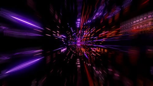Neon Tunnel With Colorful Flow