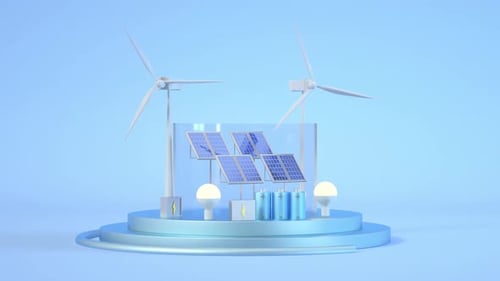 Charging battery visualization on house roof with solar panels