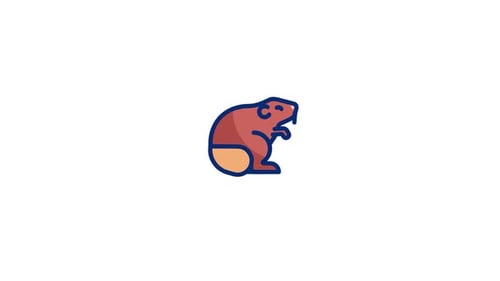 Cute Animated Beaver Winks Flat Design Icon