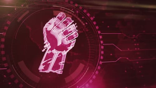 Fight freedom rebelion with fist symbol loop digital concept