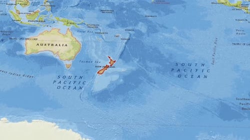 Map Of New Zealand With An Outline Country Border 4K