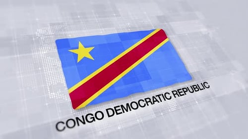 Congo Democratic Republic Flag Waving Loop 3D Animation