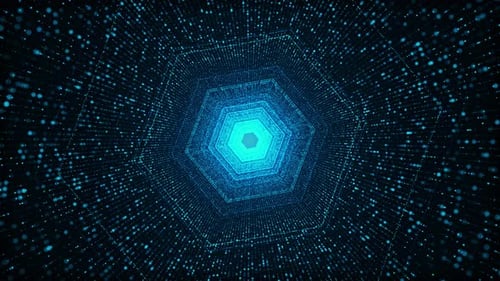 Futuristic Hexagon Tunnel Data Stream Animation