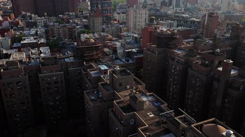 Aerial View of Manhattan's Skyscrapers and Iconic Landmarks at Late Afternoon