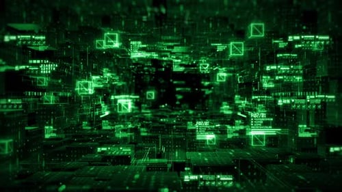 Futuristic Digital Cyberspace Network Data Flow Loop