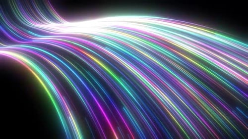 Abstract Colorful Flowing Neon Light Streaks Loop Background