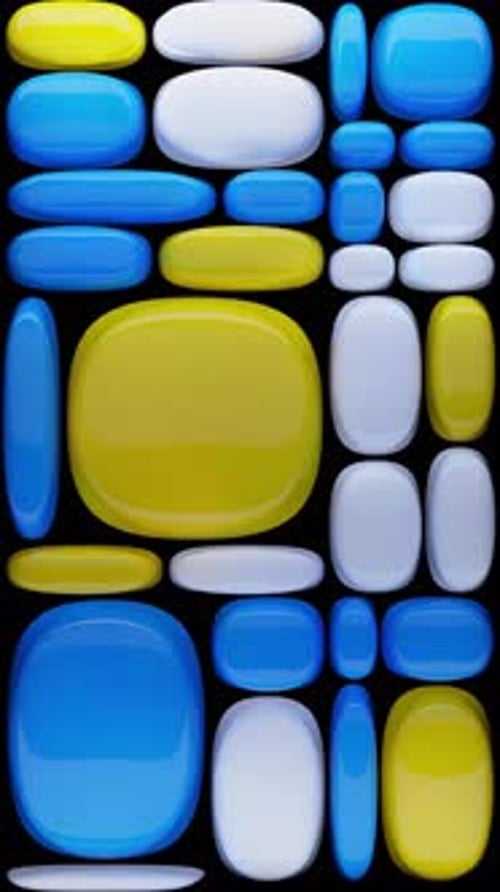 3D Render Glossy Abstract Geometric Shapes Vertical Background