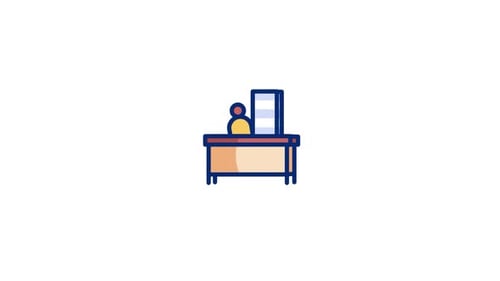 Animated Flat Design Icon of Person Working at Computer