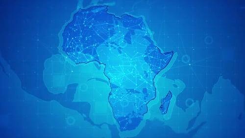 Animated Africa Map Network for Technology and Business