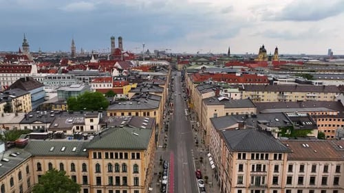 Panoramic Aerial View of Maximilianstrasse Munich Germany